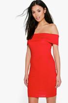 Boohoo Louise Off The Shoulder Midi Dress Red