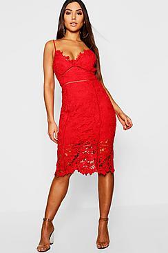 Boohoo Lace Panelled Open Back Midi Dress
