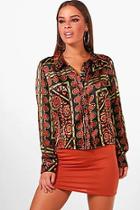 Boohoo Petite Ella Scarf Print Shirt
