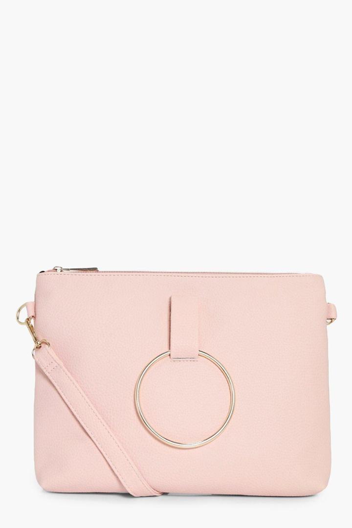 Boohoo Nina Loop Ring Detail Cross Body Bag Pink