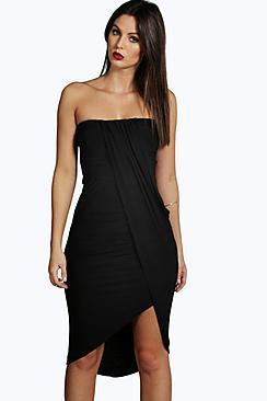 Boohoo Deborah Draped Bandeau Midi Dress