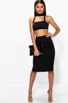 Boohoo Kim Choker Bandeau Cut Out Waist Midi Dress Black