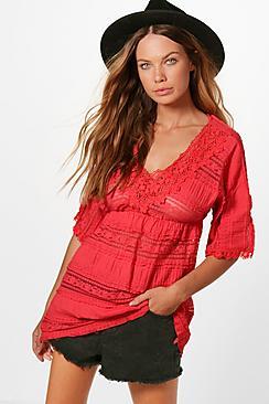Boohoo Imogen Lace Tiered Tunic