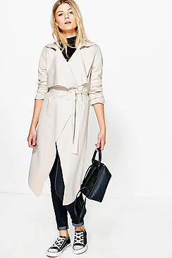 Boohoo Petite Olivia Scuba Waterfall Trench Jacket
