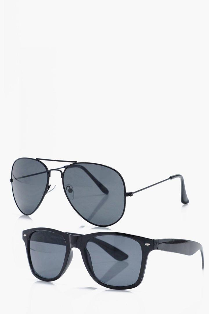 Boohoo Twin Pack Sunglasses Black