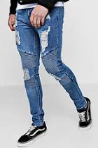 Boohoo Spray On Skinny Biker Jeans With All Over Rips