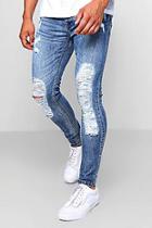 Boohoo Skinny Fit Jeans With Heavy Distressing