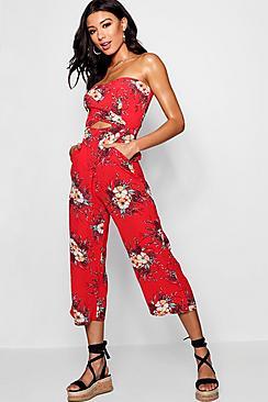 Boohoo Bandeau Floral Jumpsuit