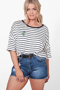 Boohoo Plus Sasha Striped Cactus T-shirt