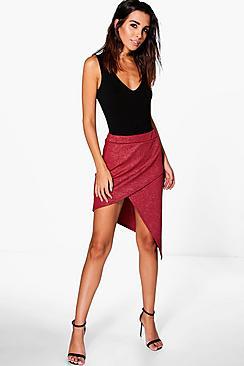 Boohoo Binx Asymetric Metallic Midi Skirt