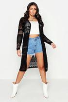 Boohoo Plus Crochet Knitted Long Line Cardigan
