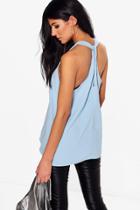 Boohoo Yolanda Twisted Back Cami Blue