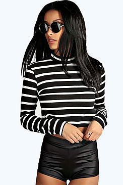 Boohoo Mia Wet Look High Waisted Knicker Shorts