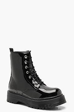 Boohoo Chunky Lace Up Hiker Boots