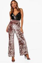 Boohoo Crushed Velvet Slouchy Wide Leg Trousers