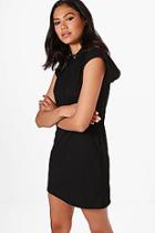 Boohoo Ali Ribbed Hooded Oversized T-shirt Dress