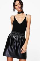 Boohoo Sierra Paperbag Waist Metallic Leather Look Skirt