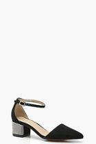 Boohoo Embellished Block Heel Ballets