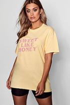 Boohoo Plus Amie Sweet Like Honey Slogan T Shirt