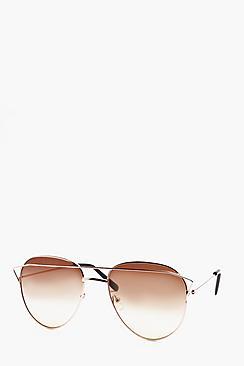 Boohoo Aviator Sunglasses With Yellow Lenses
