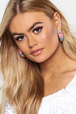 Boohoo Multi Colour Zig Zag Hoop Earrings