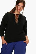 Boohoo Plus Elisha Eyelet Detail Sweat Top