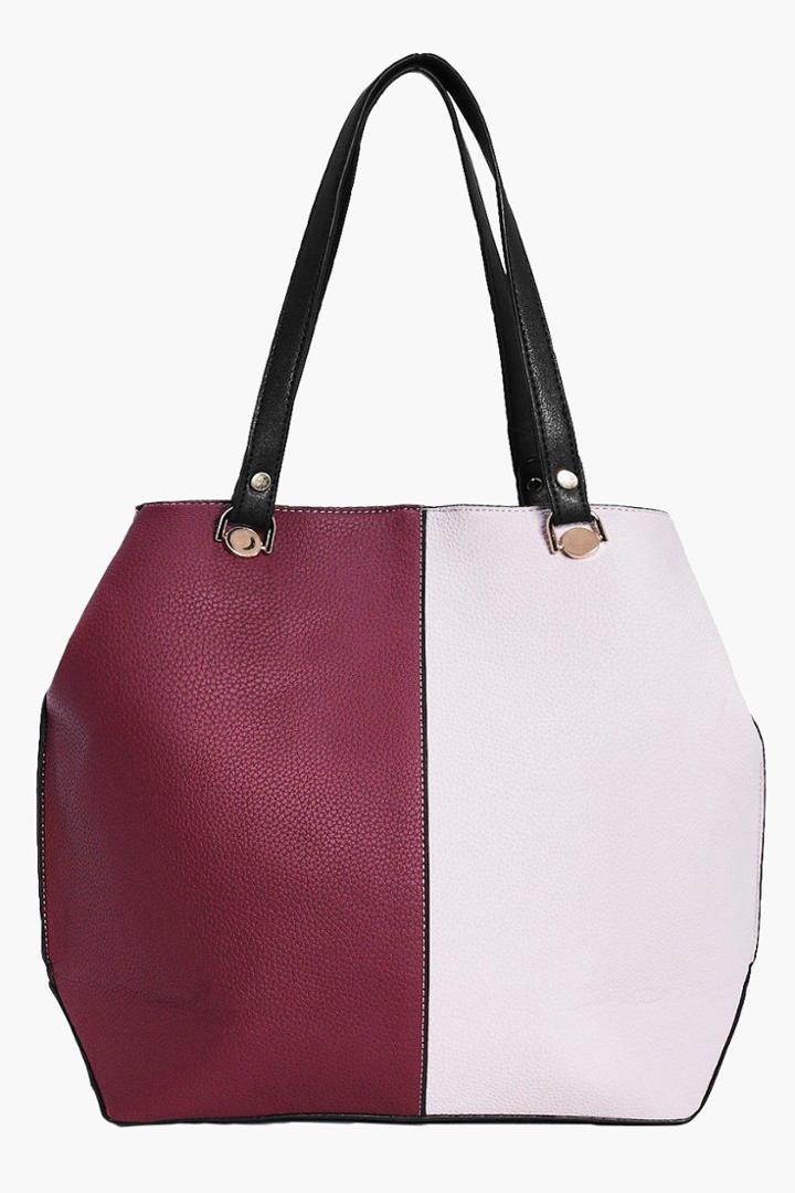Boohoo Ivy Colour Block Metal Trim Oversize Day Bag Multi