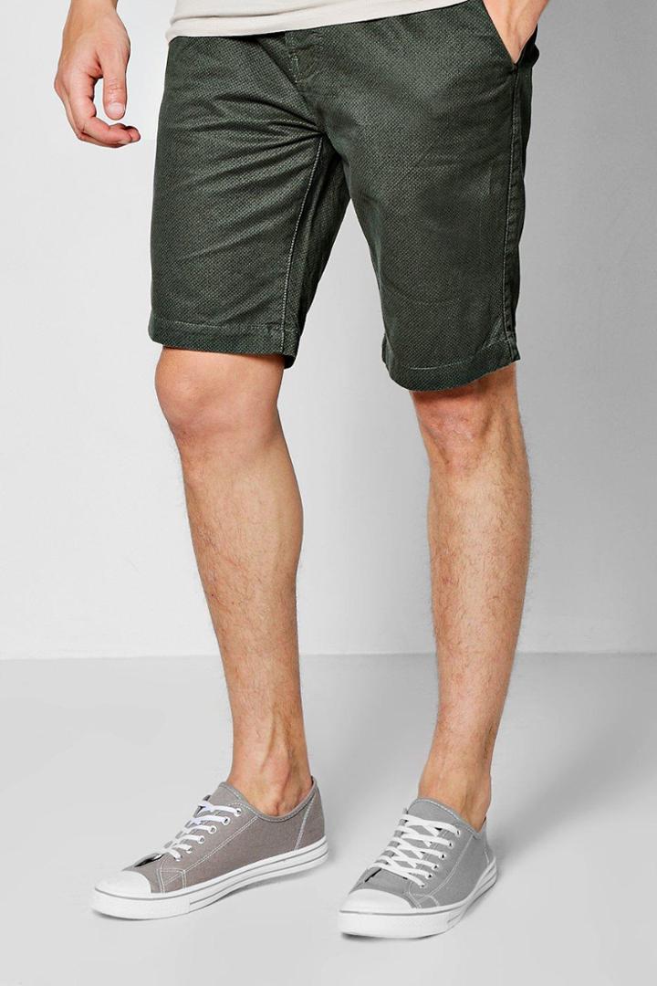 Boohoo Geo Print Chino Shorts Khaki