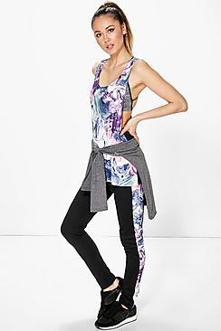 Boohoo Emily Marble Side Panel Full Length Running Legging