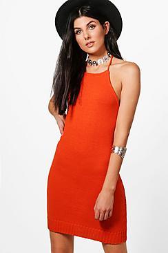 Boohoo Alisha Knitted Halterneck Dress