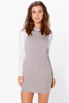 Boohoo Petite Darcy Raglan Sleeve Bodycon Dress White