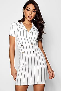 Boohoo Sophia Stripe Blazer Dress
