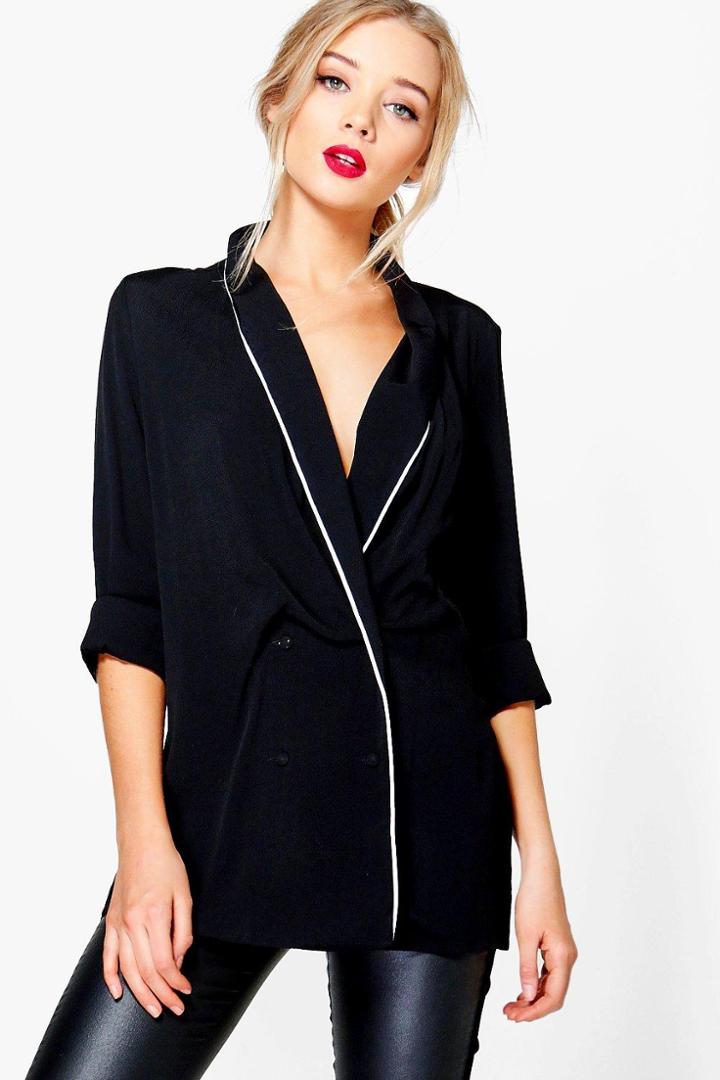 Boohoo Alena Wrap Front Shirt Black