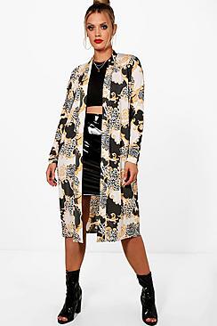 Boohoo Plus Agnes Slinky Chain Print Duster