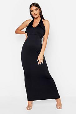 Boohoo Plunge Frill Halterneck Maxi Dress