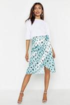 Boohoo Satin Leopard Print Wrap Skirt