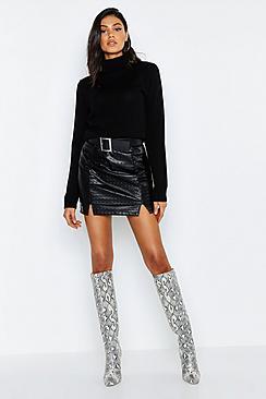 Boohoo Tall Roll Neck Crop Jumper