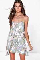 Boohoo Viola Floral Strappy Detail Swing Dress