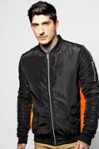 Boohoo Contrast Panel Ruche Sleeve Bomber Black