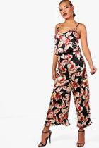 Boohoo Sian Premium Wide Leg Ruffle Floral Trouser