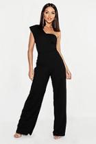 Boohoo Crepe One Shoulder Drape Jumpsuit