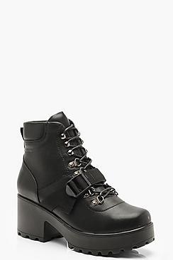 Boohoo Belt Strap Chunky Hiker Boots