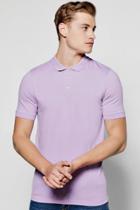 Boohoo Muscle Fit Jersey Polo Lilac