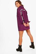 Boohoo Petite Lucie Slogan Tape Trim Shirt Dress