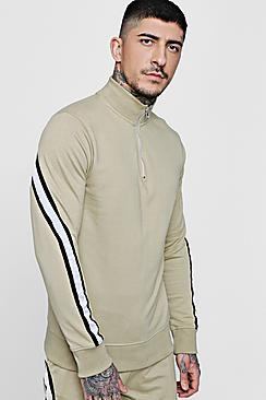 Boohoo Sports Stripe Funnel Neck Jersey Track Top