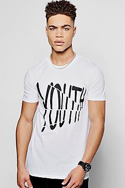 Boohoo Spliced 'youth' Print Crew Neck T-shirt