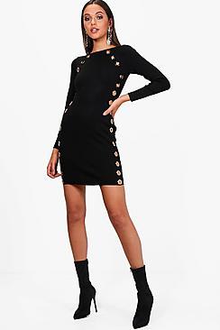 Boohoo Petra Eyelet Detail Bandage Bodycon Dress