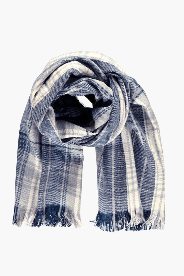 Boohoo Layla Tartan Check Scarf Grey
