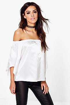 Boohoo Katie Silky Off The Shoulder Top