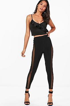 Boohoo Beth Thigh High Mesh Insert Leggings